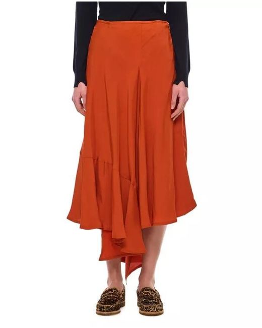 Colville Orange Voulant Midi Skirt