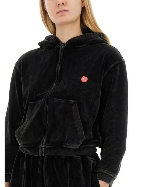 T By Alexander Wang Black Velour Sweatshirt