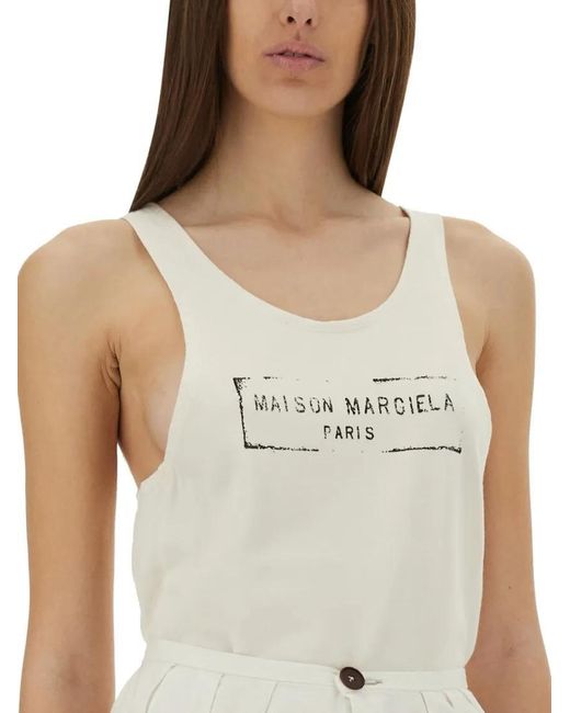 Maison Margiela White Scoop Neck Slim-Fit Tank Top