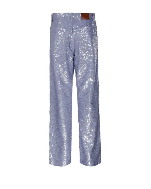 P.A.R.O.S.H. Blue Straight-Leg Jeans With Sequin Detailing
