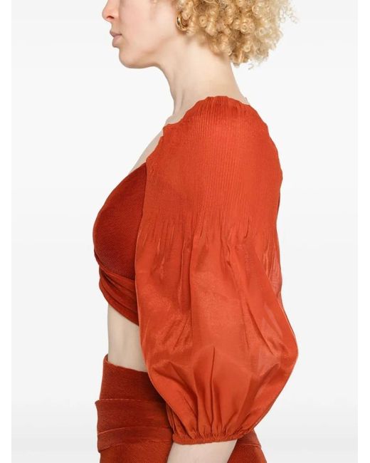 Zimmermann Red Pleated Top With Draped Details
