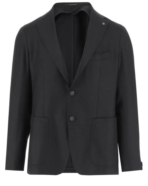 Tagliatore Single-Breasted Stretch Wool Jacket With Welt Pock in Black für Herren