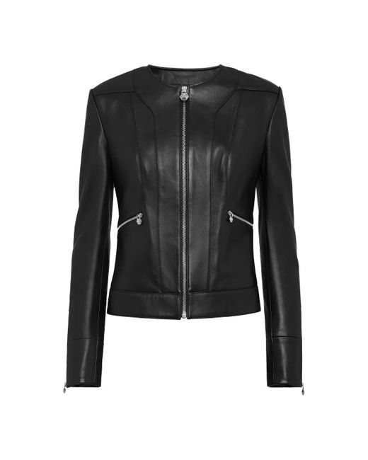 Philipp Plein Black Leder Biker-Jacke