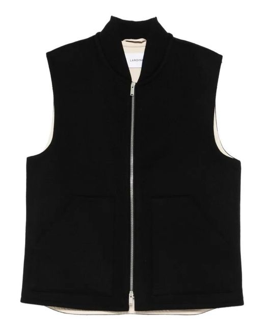 Lardini Sleeveless Wool Vest With High Collar in Black für Herren