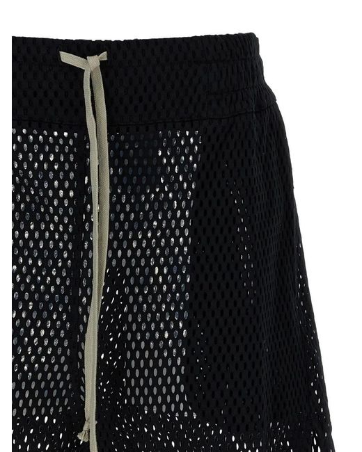 Rick Owens Black Perforated Cotton Bermuda Shorts