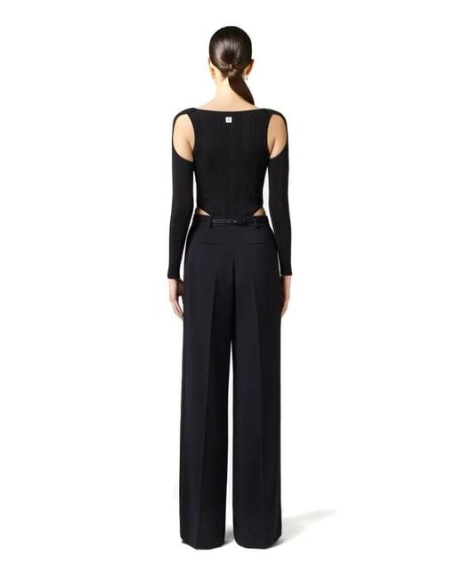 Elisabetta Franchi Blue Wide-Leg Trousers With High Waist