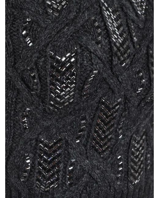 Ermanno Scervino Black Sleeveless Knitted Top With Cable Knit Pattern