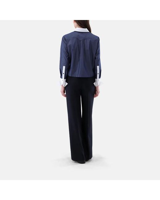 Van Laack Blue Bluse Modern Fit Uni