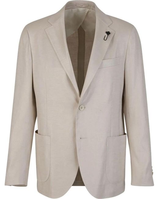 Lardini Linen And Viscose Blazer in Natural für Herren