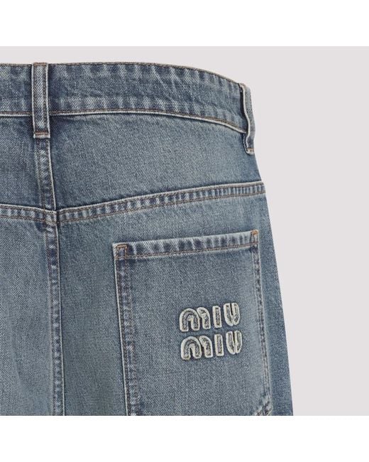 Miu Miu Blue Straight-Leg Denim Trousers With Classic Five-Pock