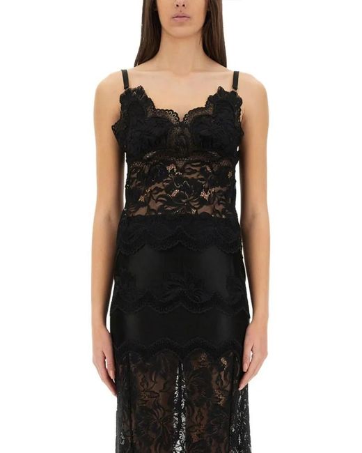 Rabanne Black Intricate Lace Top With Adjustable Spaghetti Strap