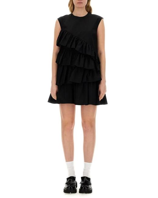 MSGM Black Dress With Ruffles