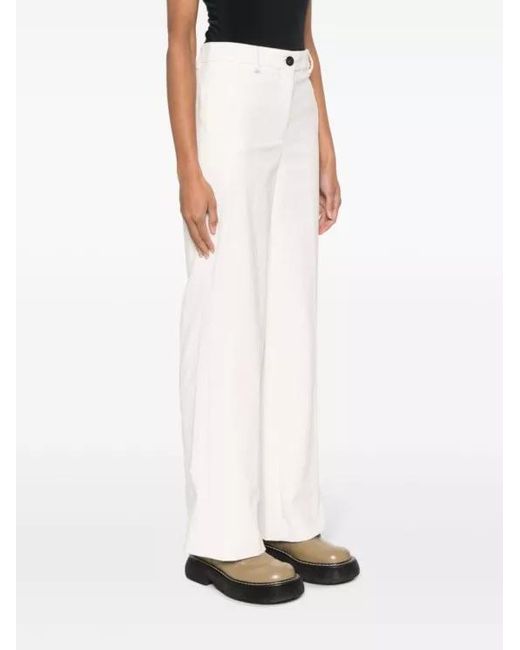 Lorena Antoniazzi White Corduroy High-Waist Wide-Leg Trousers