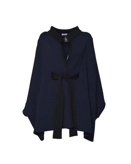 Charlott Blue Cape-Style Jacket With Bow Detail