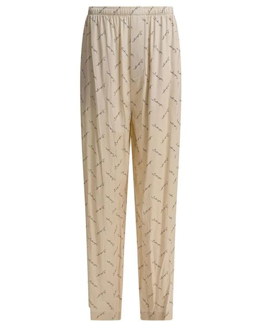 Balenciaga Natural Relaxed Fit Trousers With Subtle All-Over Print