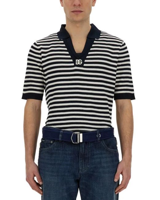 Dolce & Gabbana V-Neck Polo Shirt in Blue für Herren