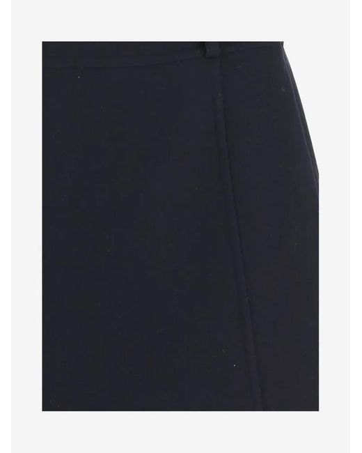 Jil Sander Blue Structured Wool Skirt With Belt Loops