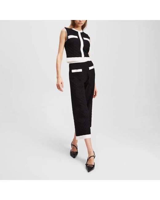 Karl Lagerfeld Black Stricktop Mit Kontrastierender Paspelierung