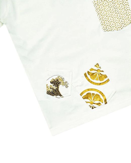 Evisu T-Shirt Seagull & Print Multi-Pocket Bianca in White für Herren