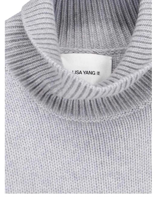 Lisa Yang Gray Cropped Sweater With High Ribbed Turtleneck