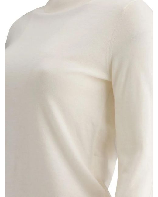 Max Mara White Cashmere Turtleneck With High Neckline