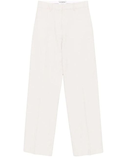 Iceberg White Light Tailored Linen Trousers