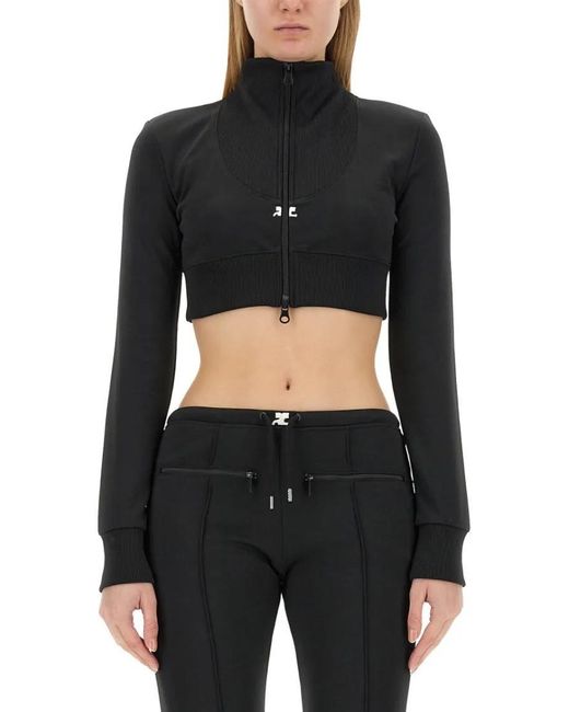 Courreges Black Cropped Jacket With High Collar