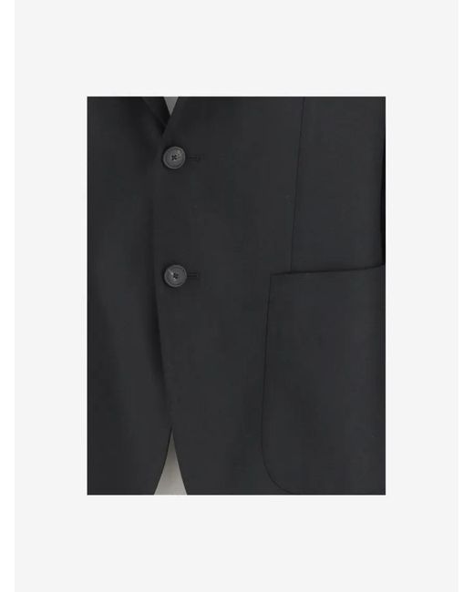 Tagliatore Single-Breasted Stretch Wool Jacket With Welt Pock in Black für Herren