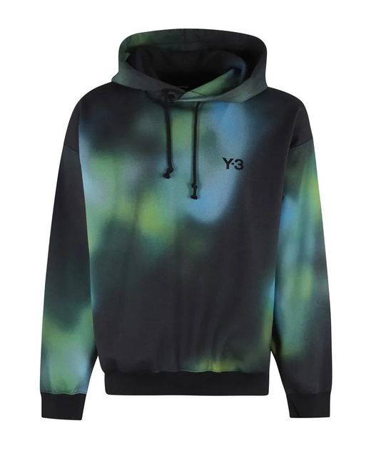 Y-3 Graphic Hoodie With Drawstring Hood in Green für Herren