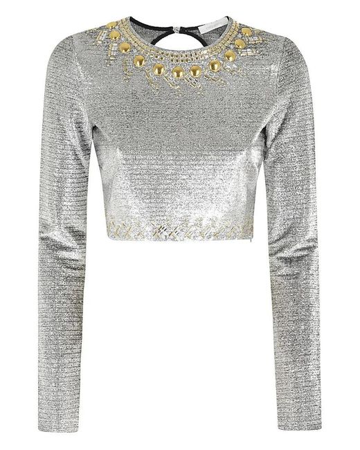 Rabanne Gray Fitted Crop Top