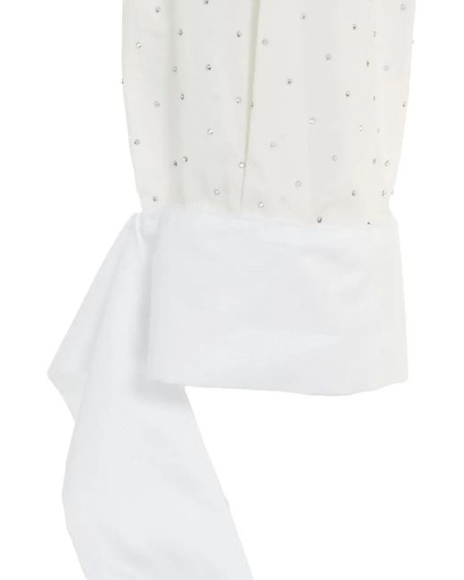 Elisabetta Franchi White Blouse With Strass And Double Collar