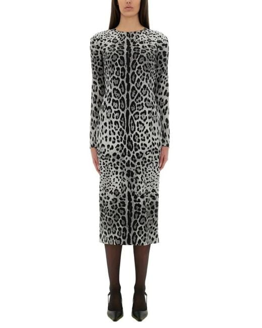 Dolce & Gabbana Gray Charmeuse Sheath Longuette Dress