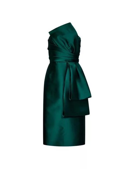 Alberta Ferretti Green Mikado Midi Dress