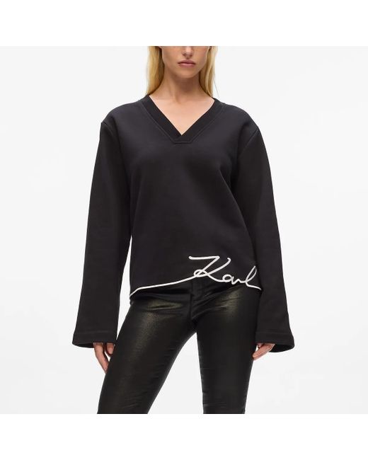 Karl Lagerfeld Black Sweatshirt Mit Karl-Signatur-Saum