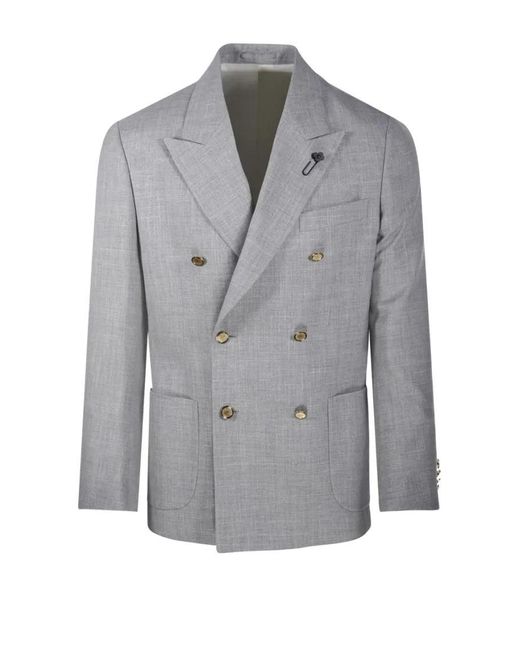 Lardini Double-Breasted Tailored Blazer in Gray für Herren