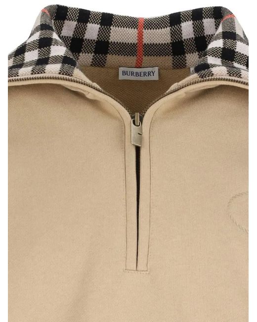 Burberry Zip Polo "Check" – in Natural für Herren