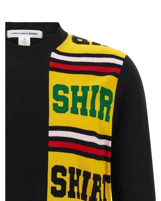 Comme des Garçons Intarsia Patterned Wool Blend Sweater in Black für Herren