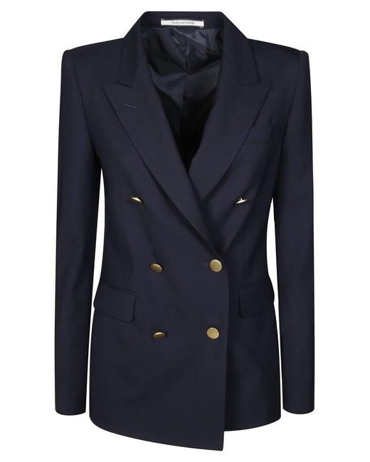 Tagliatore Blue Double-Breasted Tailored Blazer With Central Vent