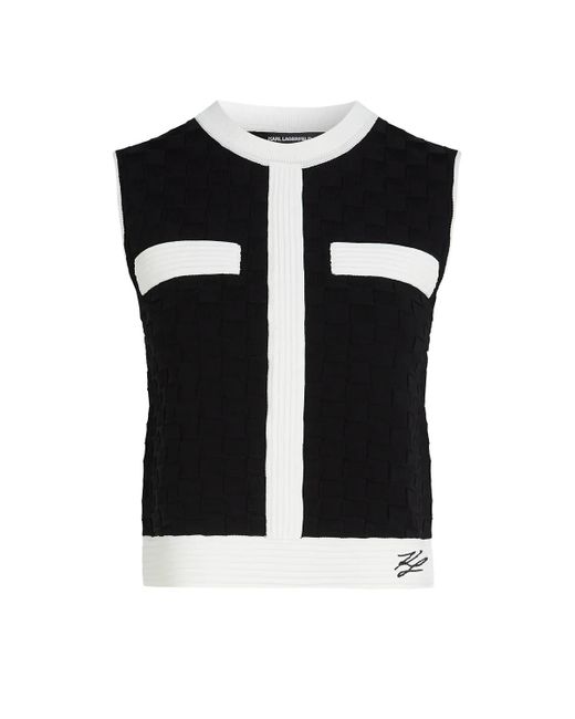 Karl Lagerfeld Black Stricktop Mit Kontrastierender Paspelierung