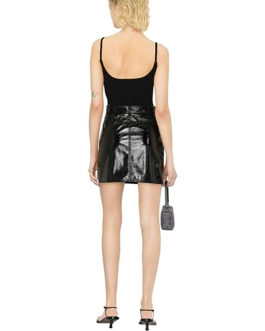 Courreges Black Ribbed Tank Top With U-Neckline