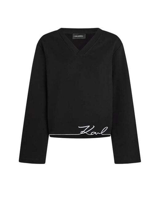 Karl Lagerfeld Black Sweatshirt Mit Karl-Signatur-Saum