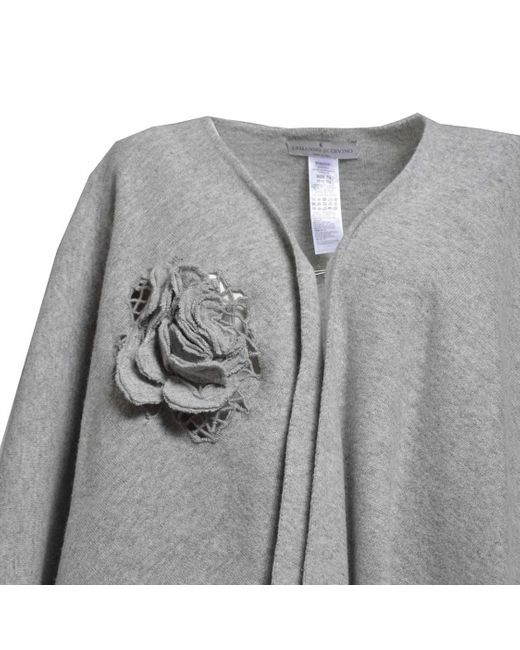 Ermanno Scervino Gray Melange Wool Cape