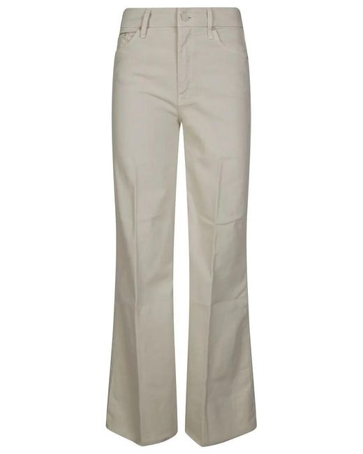 Mother Gray Pristine Flared High-Waisted Pants With Subtle Det