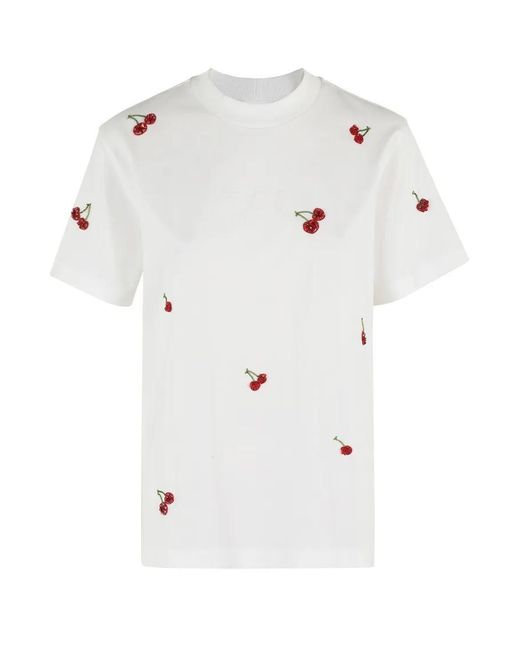 Des Phemmes White Short-Sleeve T-Shirt With Ribbed Neckline And Cher