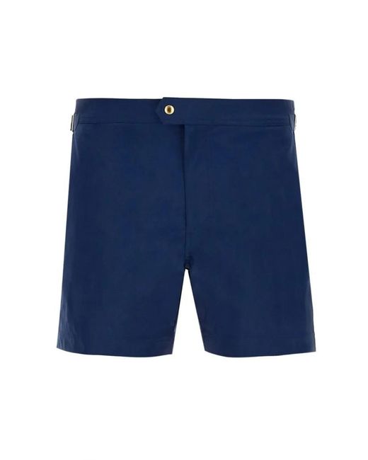 Tom Ford Tailored Beach Swimsuit With Button Closure in Blue für Herren