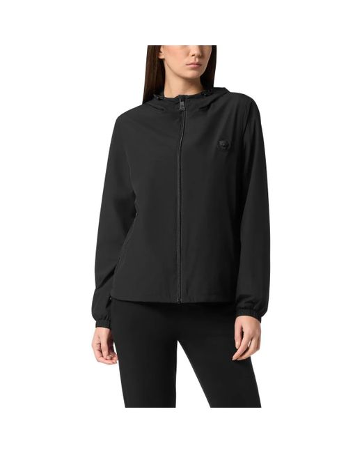 Philipp Plein Black Hooded Lightweight Running Jacket Ls