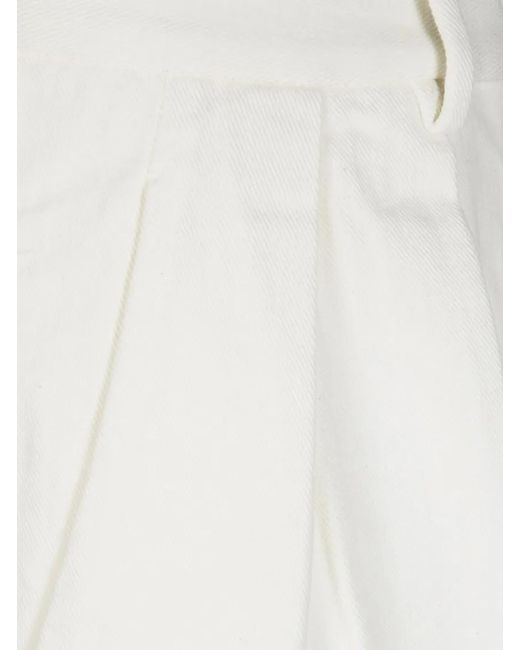 Forte Forte White Fluid Tailored Pants With Front Pleats And Straigh