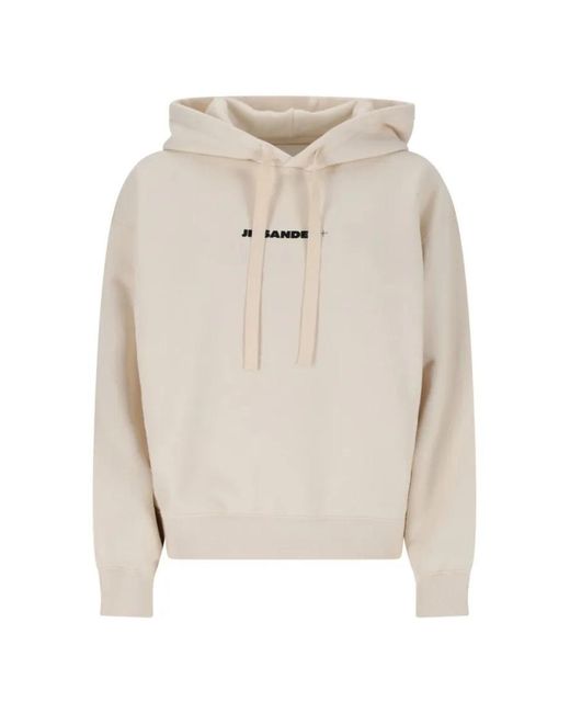 Jil Sander White Drawstring Hoodie With Logo Print