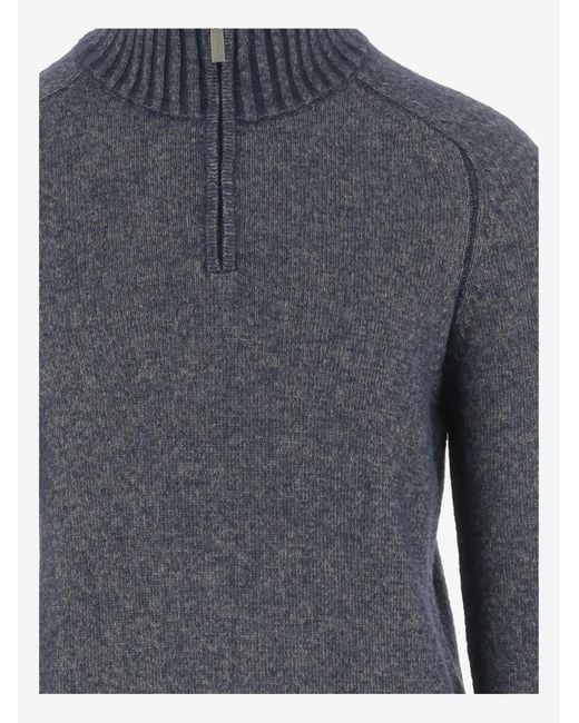 K-Way Wool Blend Sweater With Zipper in Blue für Herren