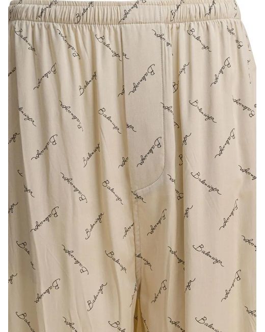 Balenciaga Natural Relaxed Fit Trousers With Subtle All-Over Print